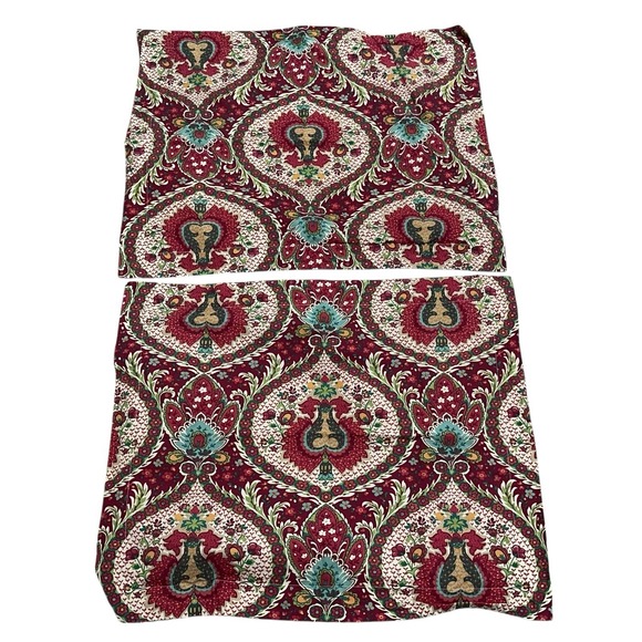 Pottery Barn Full Queen DUVET COVER + 2 SHAMS Red 90 x 86 Floral Medallion - Picture 4 of 9